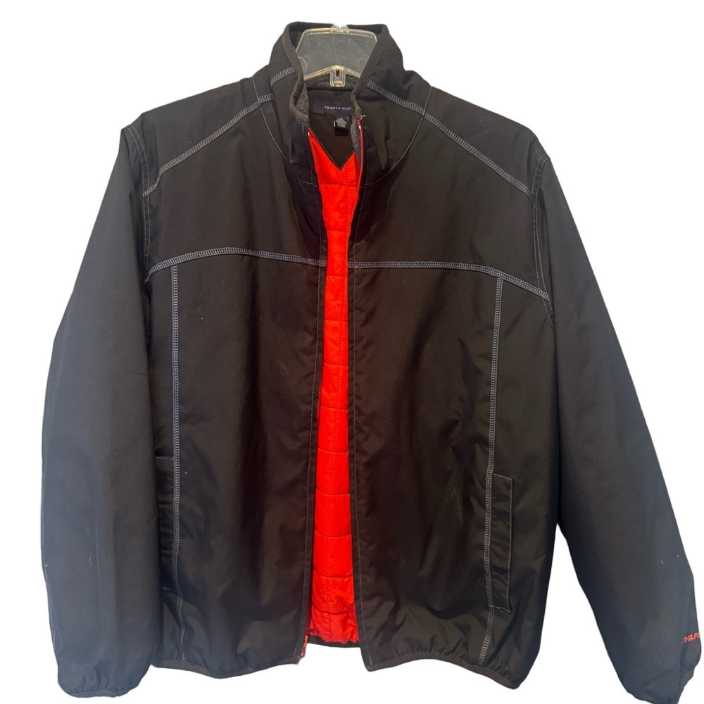 Tommy Hilfiger Black Windbreaker Jacket Red Lining